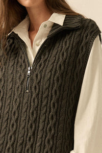 Twist of Fate Cable Knit Oversize Sweater Vest - ShopPromesa