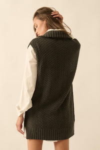 Twist of Fate Cable Knit Oversize Sweater Vest - ShopPromesa