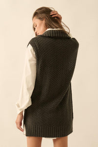 Twist of Fate Cable Knit Oversize Sweater Vest - ShopPromesa