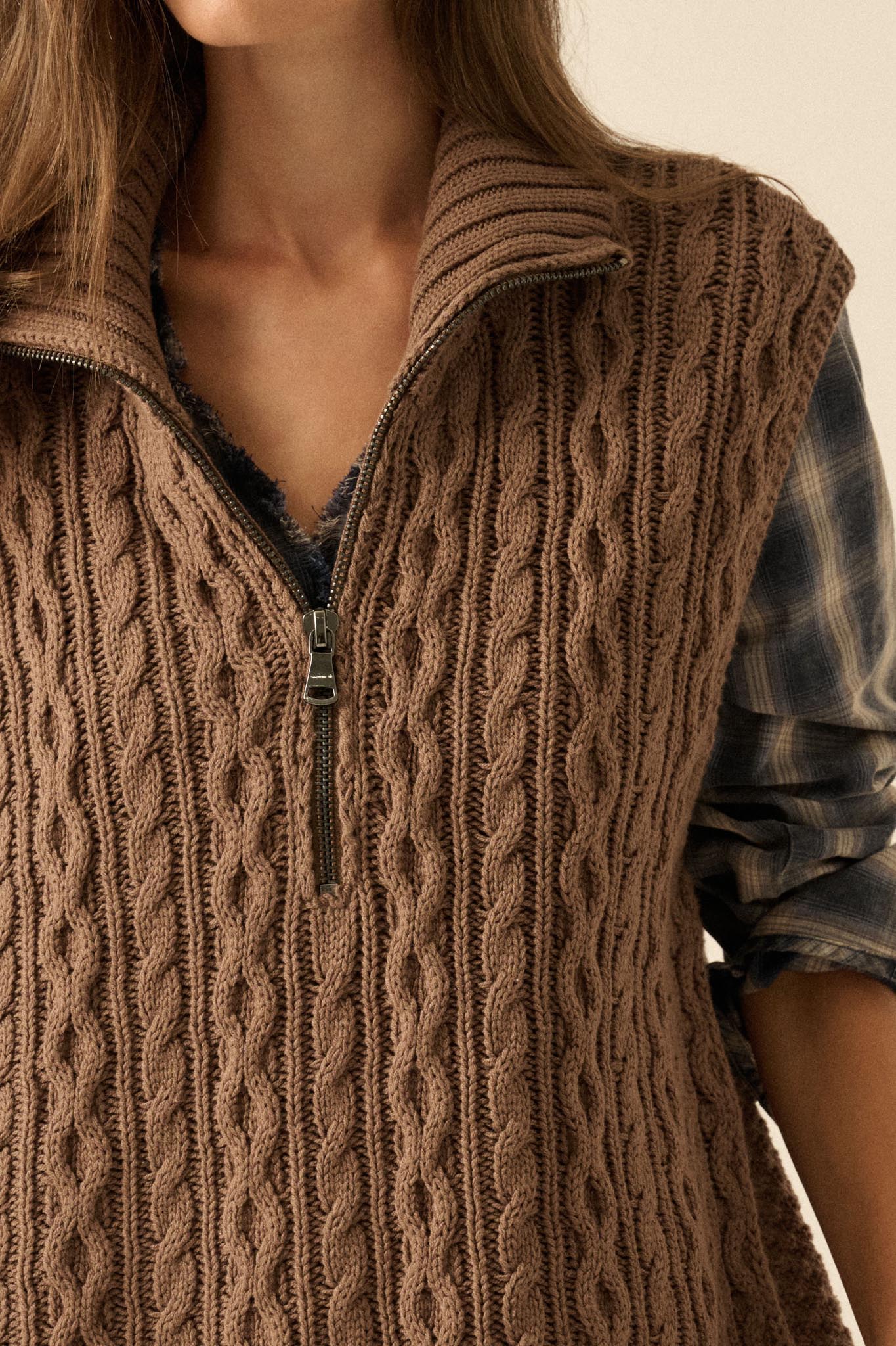 Twist of Fate Cable Knit Oversize Sweater Vest - ShopPromesa