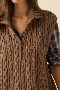 Twist of Fate Cable Knit Oversize Sweater Vest - ShopPromesa