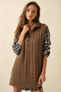 Twist of Fate Cable Knit Oversize Sweater Vest - ShopPromesa