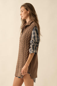 Twist of Fate Cable Knit Oversize Sweater Vest - ShopPromesa