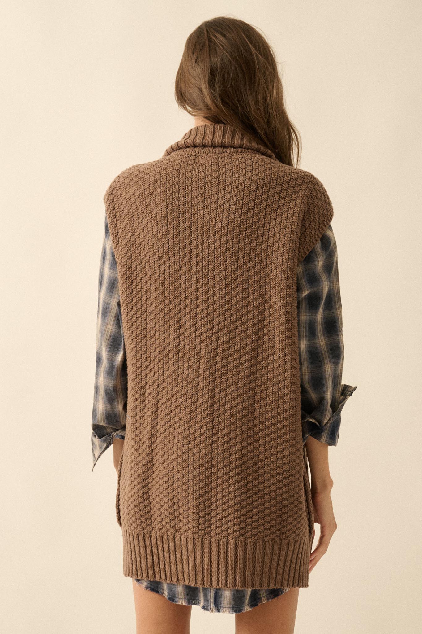 Twist of Fate Cable Knit Oversize Sweater Vest - ShopPromesa