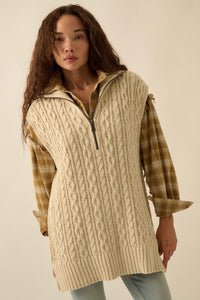 Twist of Fate Cable Knit Oversize Sweater Vest - ShopPromesa