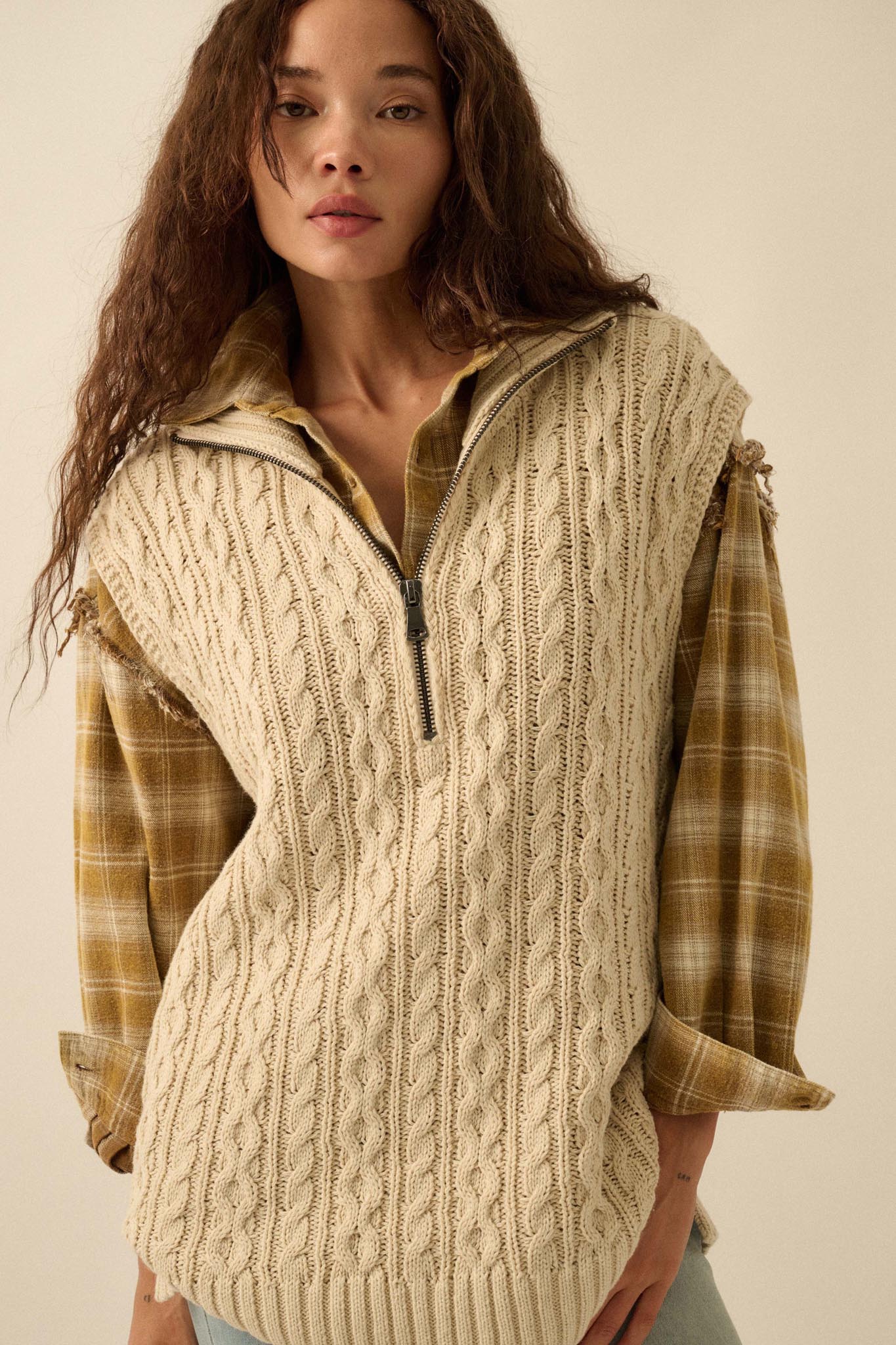Twist of Fate Cable Knit Oversize Sweater Vest - ShopPromesa