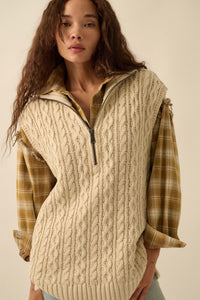 Twist of Fate Cable Knit Oversize Sweater Vest - ShopPromesa