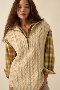 Twist of Fate Cable Knit Oversize Sweater Vest - ShopPromesa