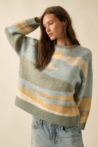 Wonderful World Jacquard-Knit Landscape Sweater - ShopPromesa
