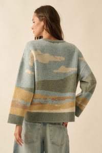 Wonderful World Jacquard-Knit Landscape Sweater - ShopPromesa