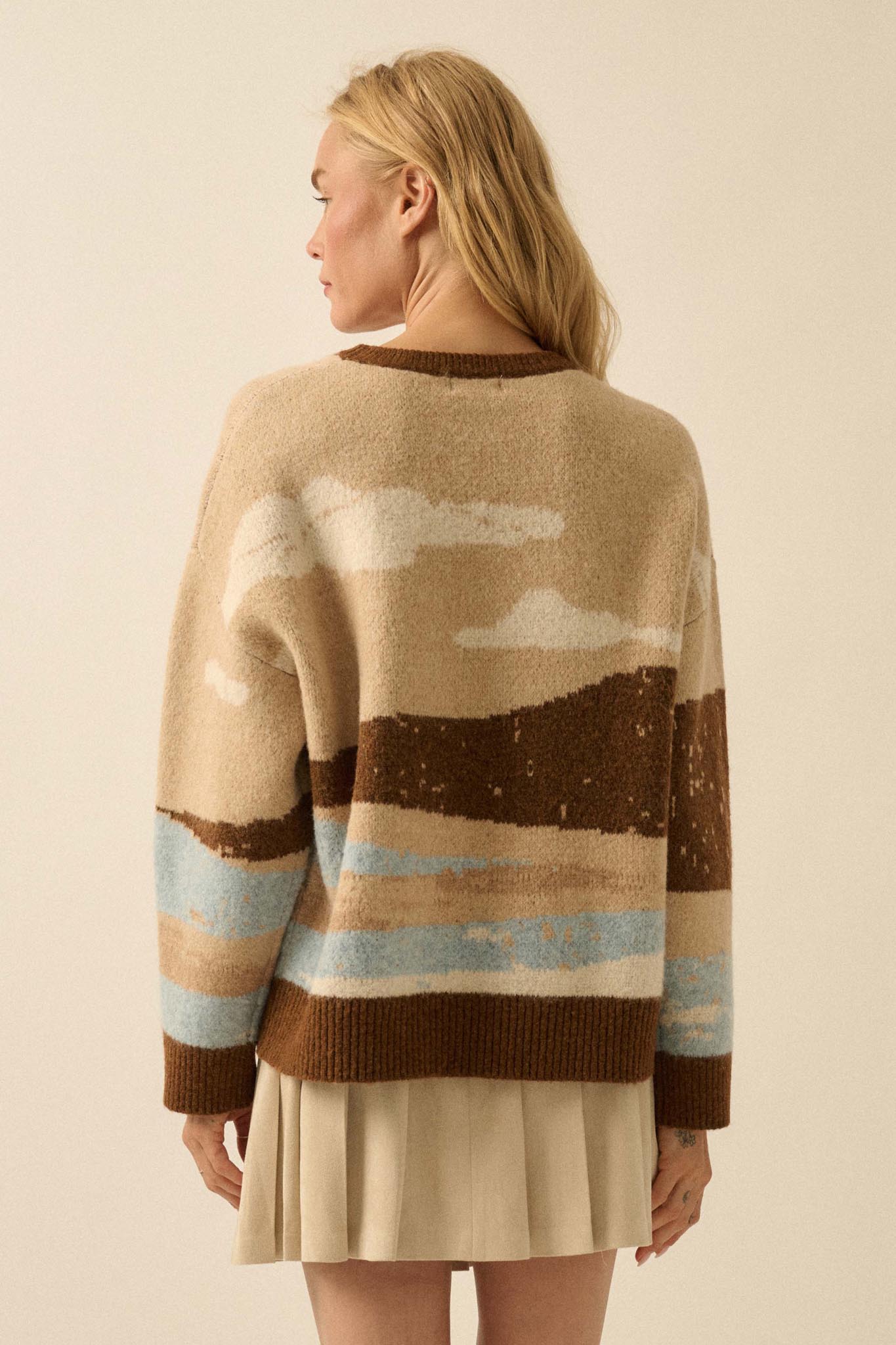 Wonderful World Jacquard-Knit Landscape Sweater - ShopPromesa