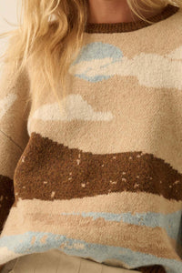 Wonderful World Jacquard-Knit Landscape Sweater - ShopPromesa