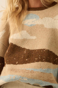 Wonderful World Jacquard-Knit Landscape Sweater - ShopPromesa