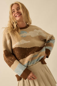 Wonderful World Jacquard-Knit Landscape Sweater - ShopPromesa
