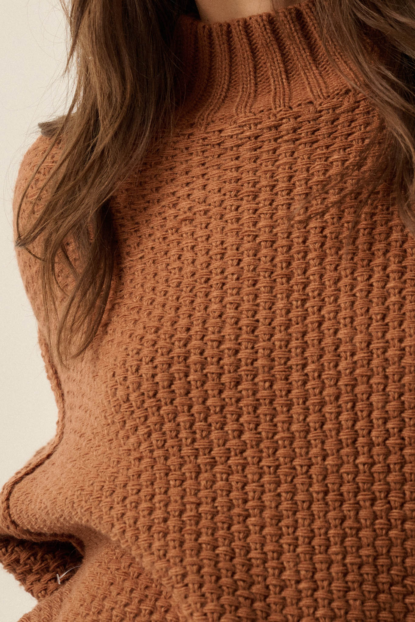 Time Goes By Crochet-Knit Mock-Neck Sweater - ShopPromesa