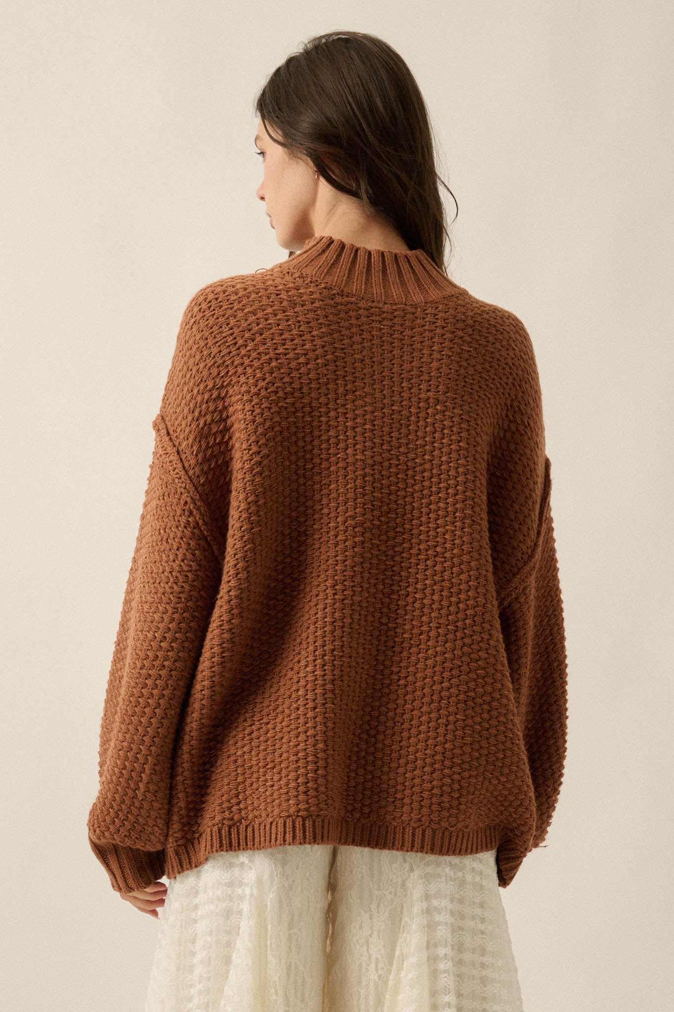 Time Goes By Crochet-Knit Mock-Neck Sweater - ShopPromesa