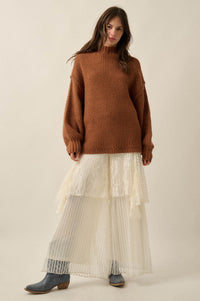Time Goes By Crochet-Knit Mock-Neck Sweater - ShopPromesa