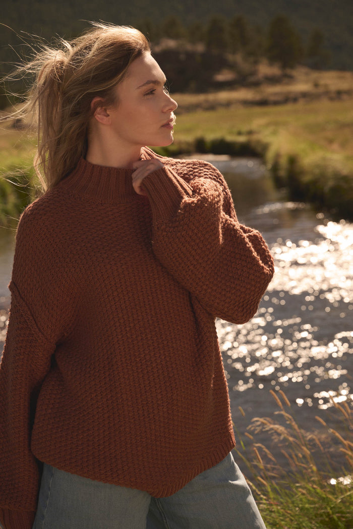 Time Goes By Crochet-Knit Mock-Neck Sweater - ShopPromesa
