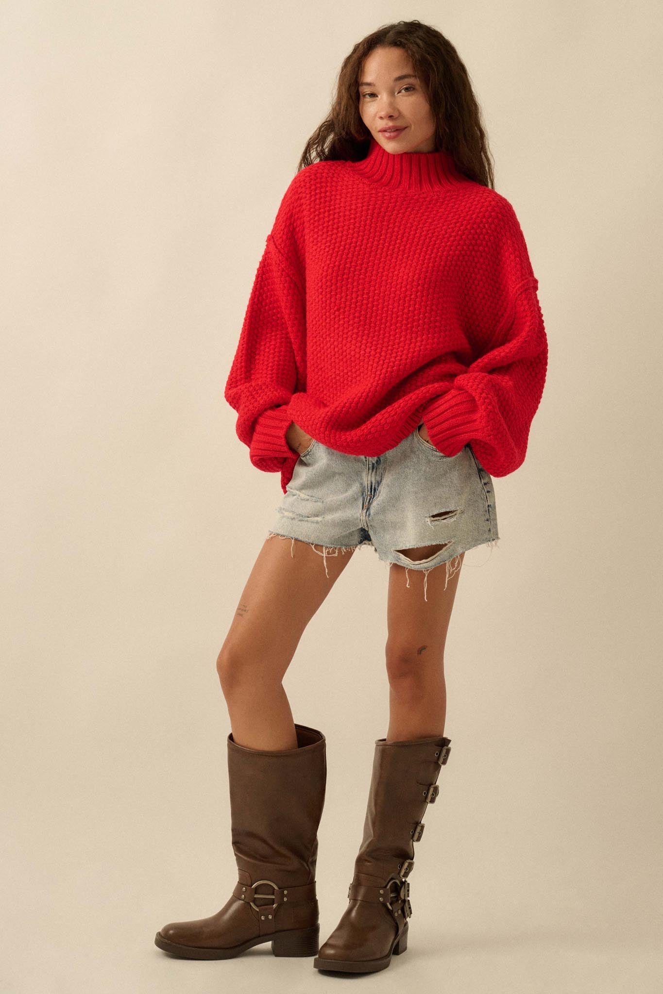 Time Goes By Crochet-Knit Mock-Neck Sweater - ShopPromesa