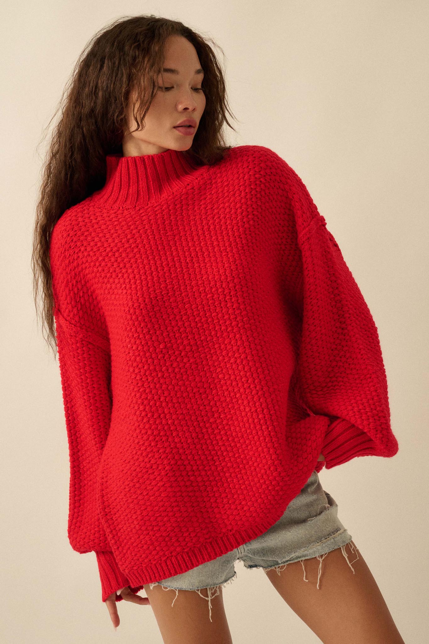 Time Goes By Crochet-Knit Mock-Neck Sweater - ShopPromesa