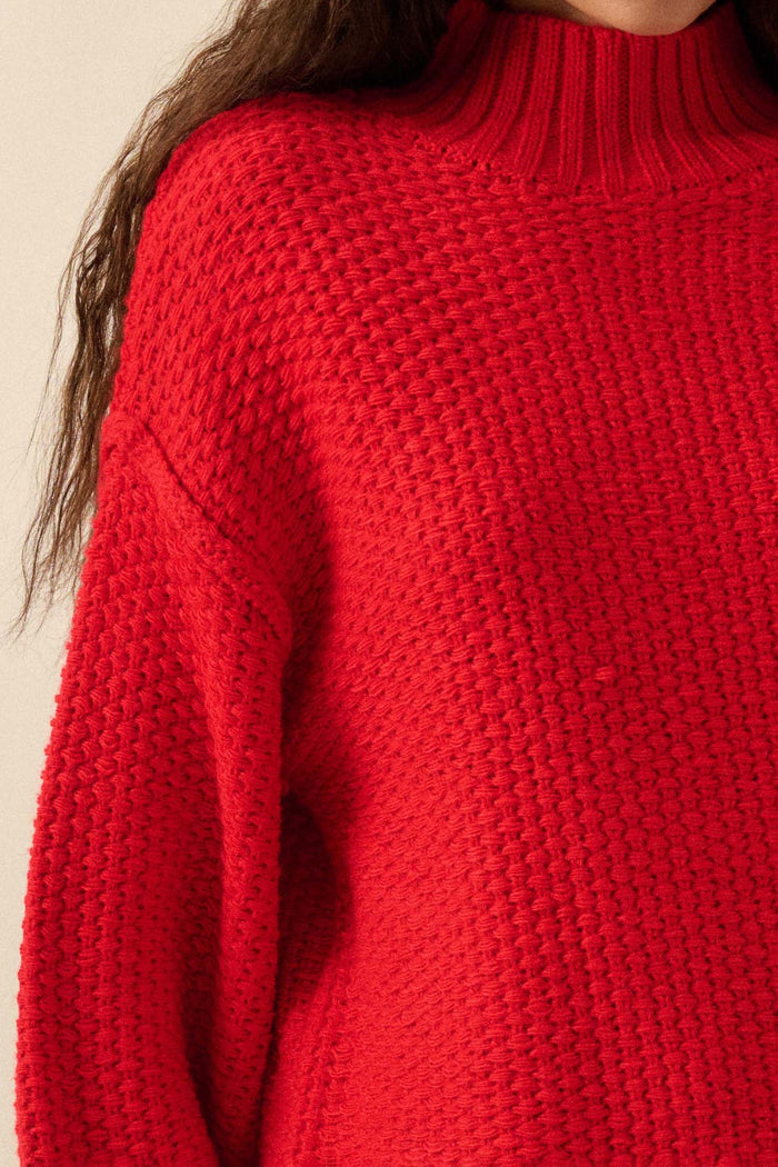Time Goes By Crochet-Knit Mock-Neck Sweater - ShopPromesa