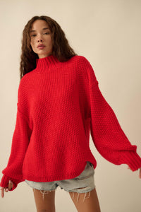 Time Goes By Crochet-Knit Mock-Neck Sweater - ShopPromesa