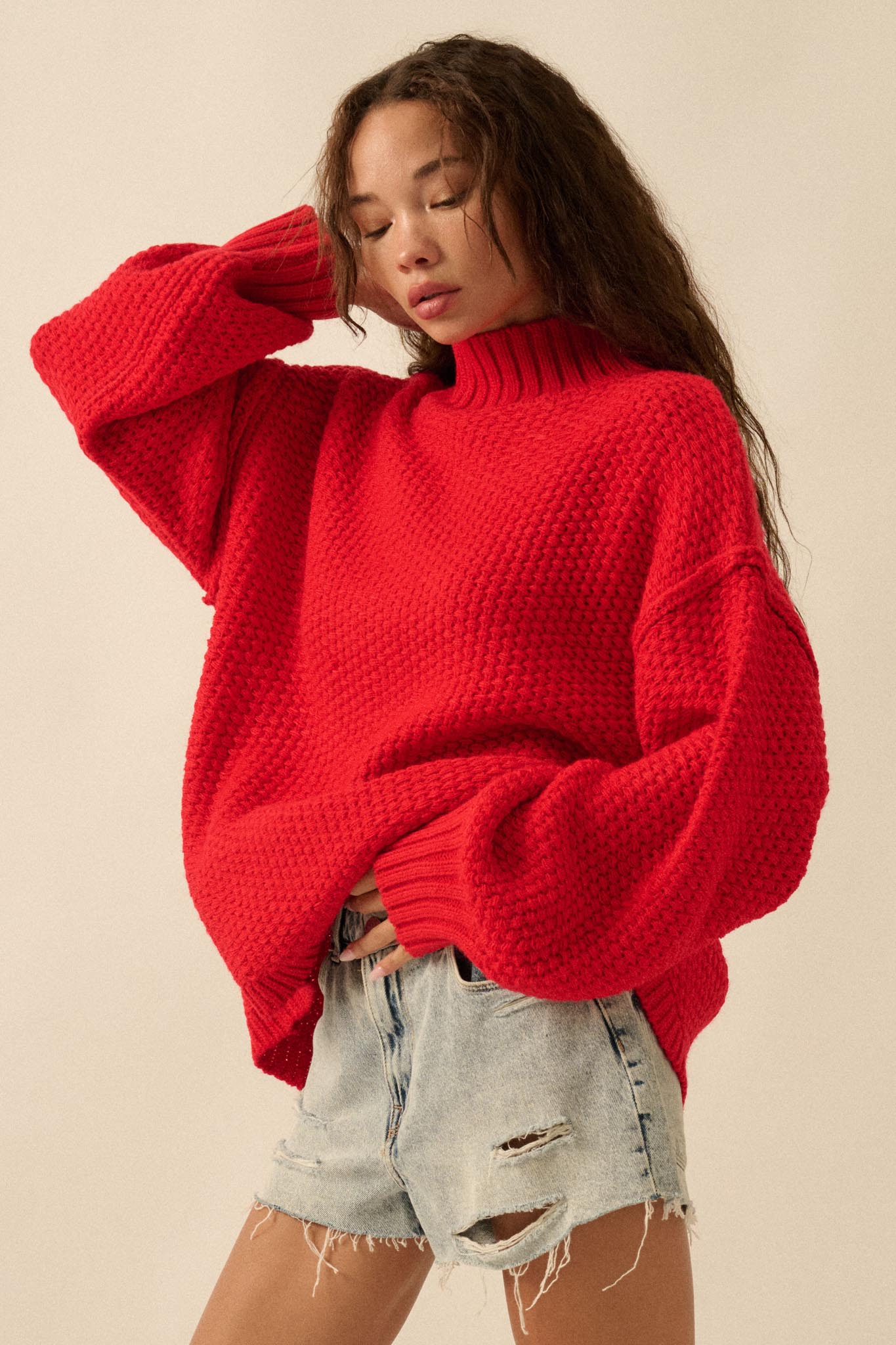 Time Goes By Crochet-Knit Mock-Neck Sweater - ShopPromesa