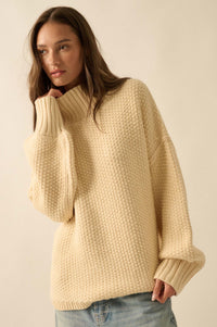 Time Goes By Crochet-Knit Mock-Neck Sweater - ShopPromesa