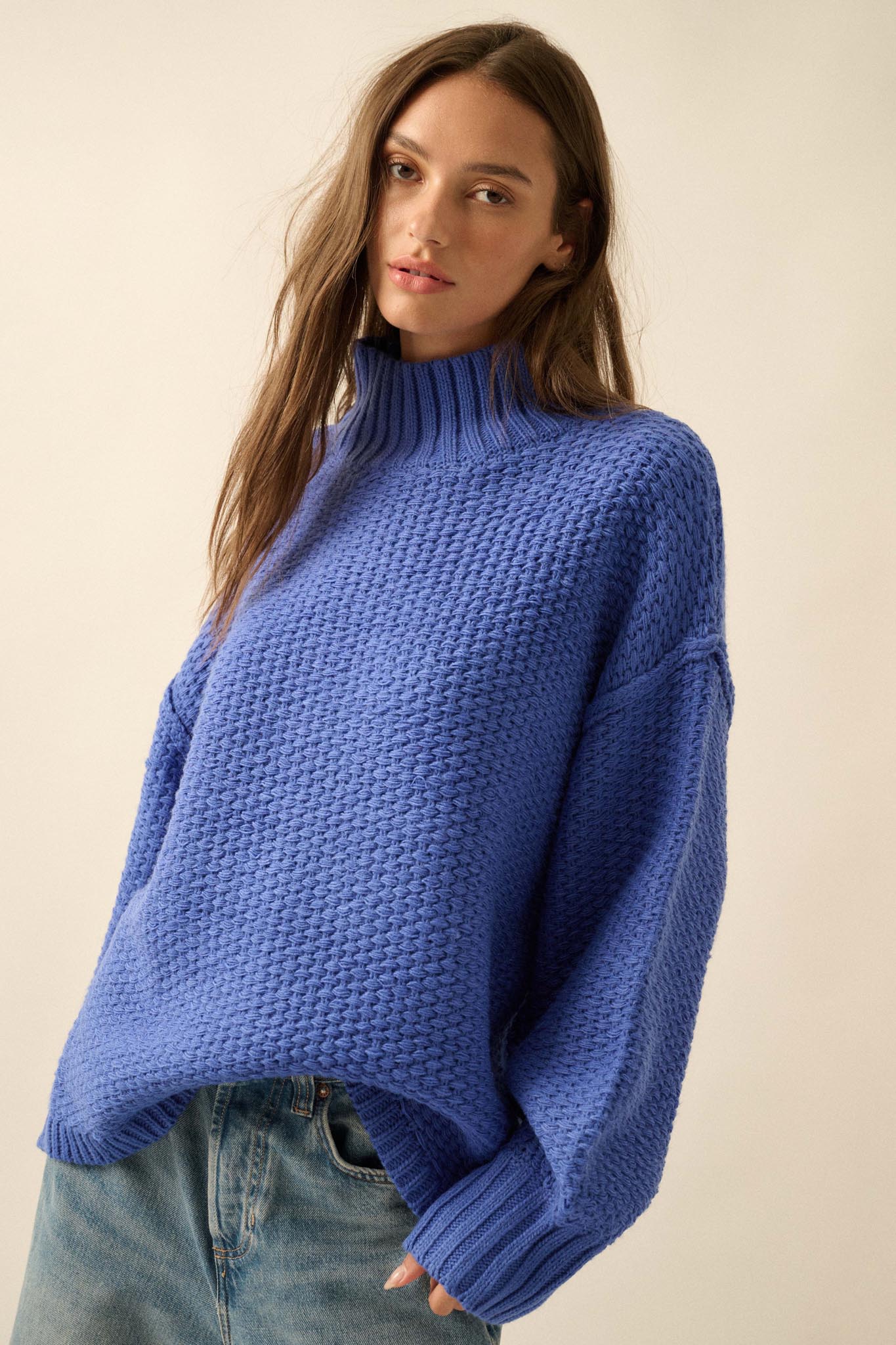 Time Goes By Crochet-Knit Mock-Neck Sweater - ShopPromesa