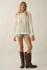 Find Your Way Oversize Ladder-Knit Sweater - ShopPromesa
