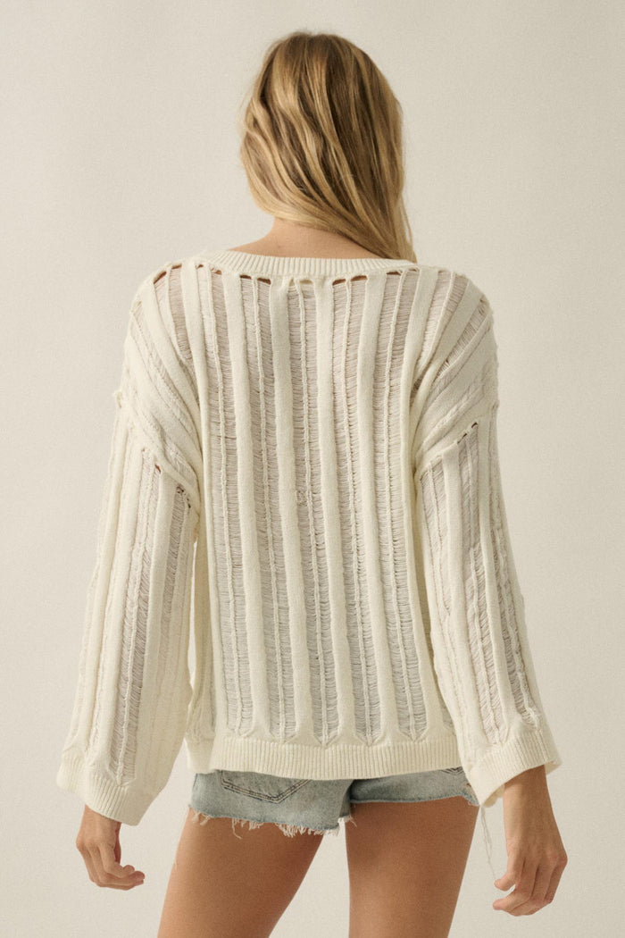 Find Your Way Oversize Ladder-Knit Sweater - ShopPromesa