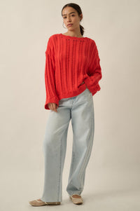 Find Your Way Oversize Ladder-Knit Sweater - ShopPromesa