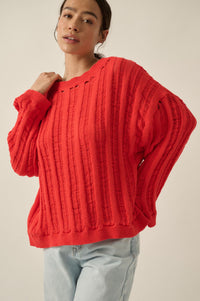 Find Your Way Oversize Ladder-Knit Sweater - ShopPromesa