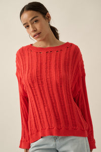 Find Your Way Oversize Ladder-Knit Sweater - ShopPromesa