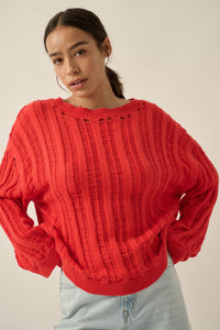 Find Your Way Oversize Ladder-Knit Sweater - ShopPromesa