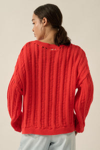 Find Your Way Oversize Ladder-Knit Sweater - ShopPromesa