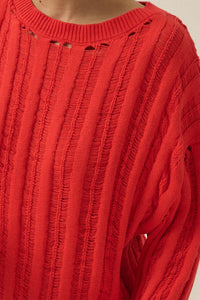 Find Your Way Oversize Ladder-Knit Sweater - ShopPromesa