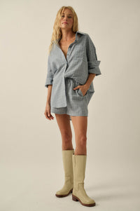 Sunday Funday Plaid Seersucker Button-Up Shirt - ShopPromesa