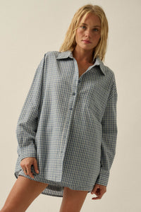 Sunday Funday Plaid Seersucker Button-Up Shirt - ShopPromesa