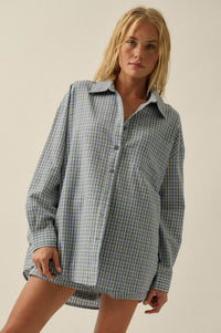Sunday Funday Plaid Seersucker Button-Up Shirt - ShopPromesa