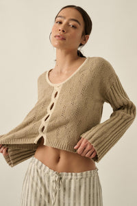 Say It Again Pointelle Contrast Keyhole Sweater - ShopPromesa