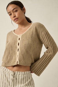 Say It Again Pointelle Contrast Keyhole Sweater - ShopPromesa