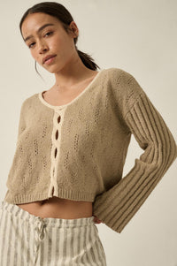 Say It Again Pointelle Contrast Keyhole Sweater - ShopPromesa