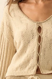 Say It Again Pointelle Contrast Keyhole Sweater - ShopPromesa