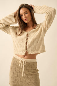 Say It Again Pointelle Contrast Keyhole Sweater - ShopPromesa