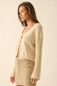 Say It Again Pointelle Contrast Keyhole Sweater - ShopPromesa