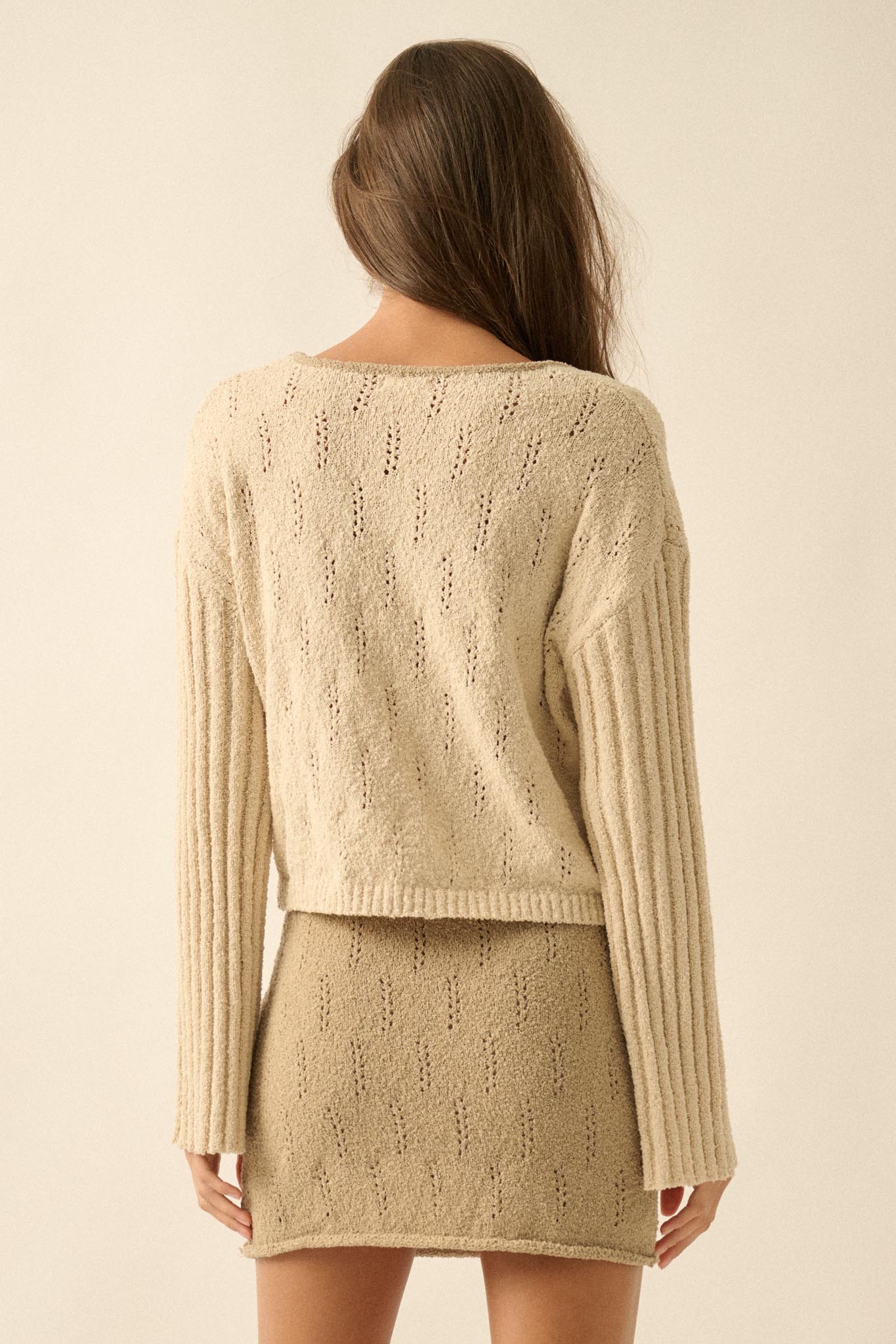 Say It Again Pointelle Contrast Keyhole Sweater - ShopPromesa