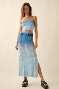 Cross Fade Ombre Ribbed Knit Strapless Tube Top - ShopPromesa