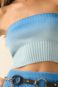 Cross Fade Ombre Ribbed Knit Strapless Tube Top - ShopPromesa