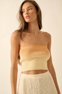 Cross Fade Ombre Ribbed Knit Strapless Tube Top - ShopPromesa